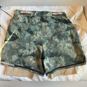 lululemon athletica Surge Green and Tan Athletic Shorts